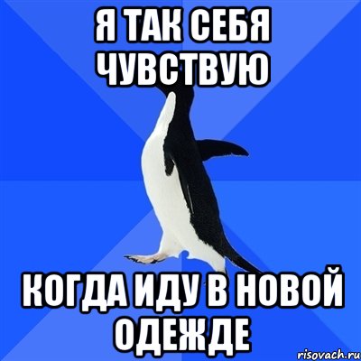 Я так себя чувствую КОГДА ИДУ В НОВОЙ ОДЕЖДЕ, Мем  Социально-неуклюжий пингвин