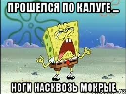 Прошелся по Калуге ... ноги насквозь мокрые, Мем Спанч Боб плачет