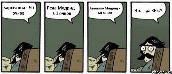 Барселона - 60 очков Реал Мадрид - 60 очков Атлетико Мадрид - 60 очков Это Liga BBVA, Комикс Staredad