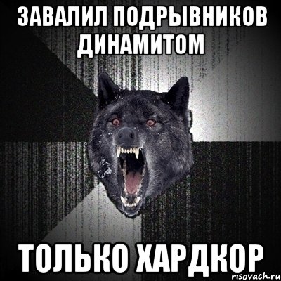 ЗАВАЛИЛ ПОДРЫВНИКОВ ДИНАМИТОМ ТОЛЬКО ХАРДКОР, Мем Сумасшедший волк