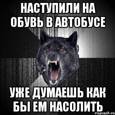 наступили на обувь в автобусе уже думаешь как бы ем насолить, Мем Сумасшедший волк