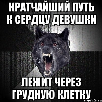 Кратчайший путь к сердцу девушки Лежит через грудную клетку, Мем Сумасшедший волк