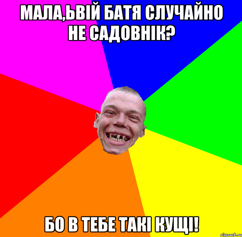 мала,ьвій батя случайно не садовнік? бо в тебе такі кущі!