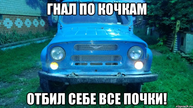Гнал по кочкам Отбил себе все почки!