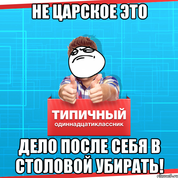 не царское это дело после себя в столовой убирать!, Мем Типичный одиннадцатиклассник