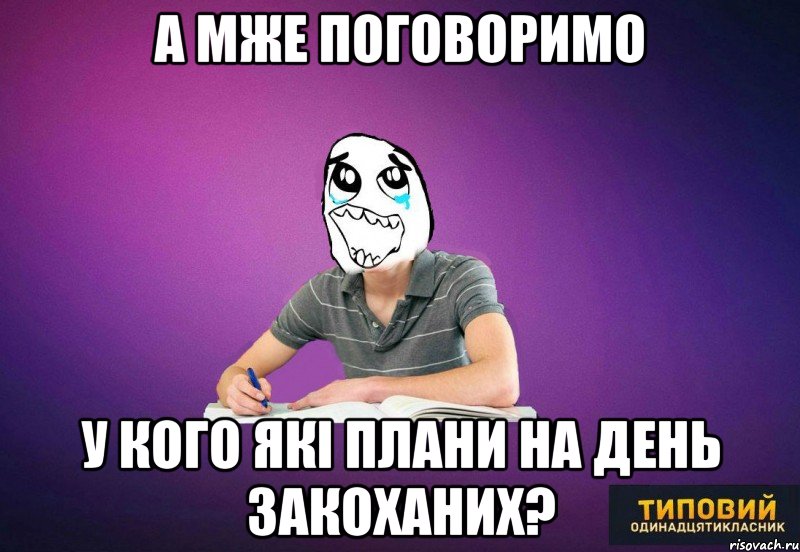 А мже поговоримо у кого які плани на День Закоханих?, Мем Типовий одинадцятикласник