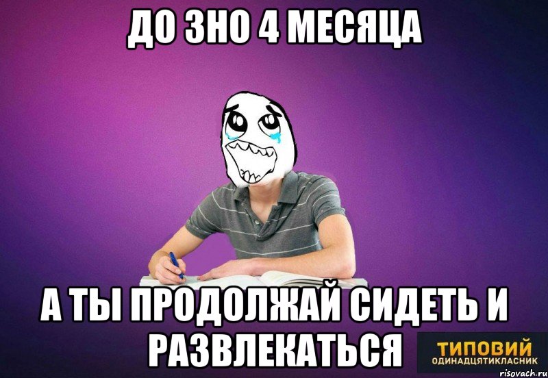 До ЗНО 4 месяца А ты продолжай сидеть и развлекаться, Мем Типовий одинадцятикласник