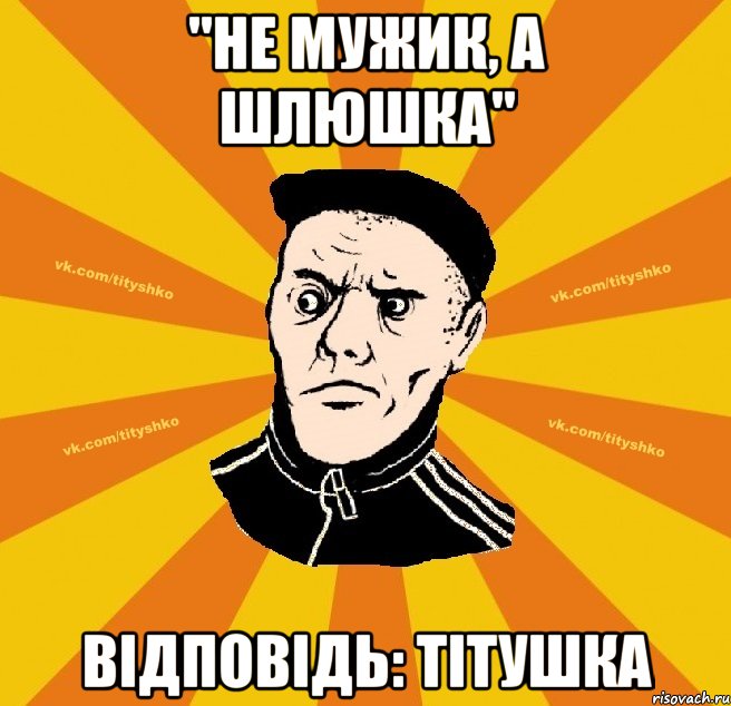 "Не мужик, а шлюшка" відповідь: тітушка