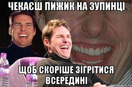 чекаєш пижик на зупинці щоб скоріше зігрітися всередині, Мем том круз