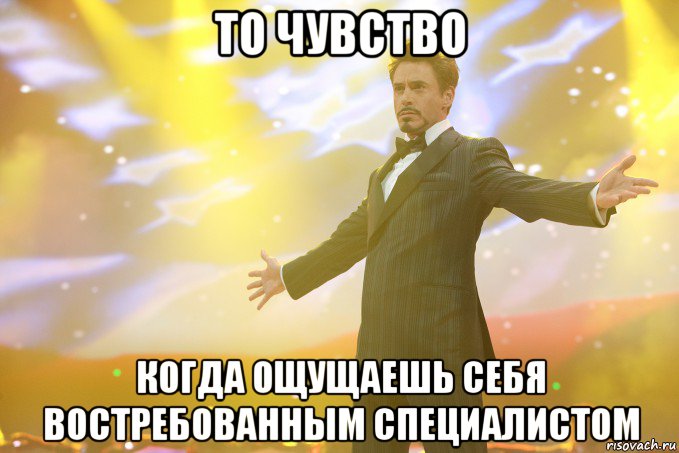 То чувство когда ощущаешь себя востребованным специалистом, Мем Тони Старк (Роберт Дауни младший)