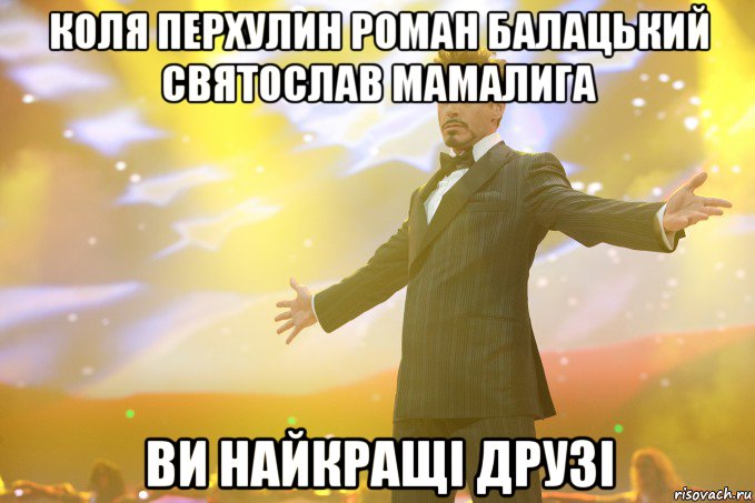 коля перхулин роман балацький святослав мамалига ви найкращі друзі, Мем Тони Старк (Роберт Дауни младший)