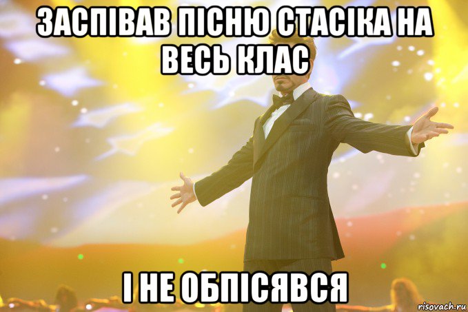 Заспівав пісню стасіка На весь клас І не обпісявся, Мем Тони Старк (Роберт Дауни младший)