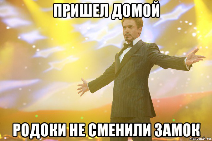 Пришел домой родоки не сменили замок, Мем Тони Старк (Роберт Дауни младший)