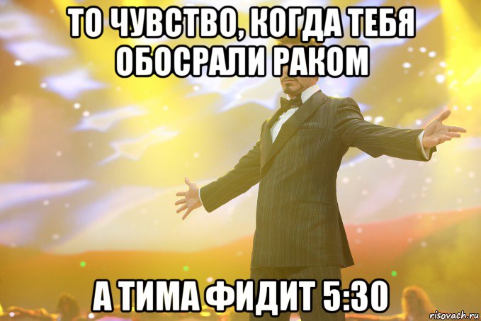 То чувство, когда тебя обосрали раком А тима фидит 5:30, Мем Тони Старк (Роберт Дауни младший)