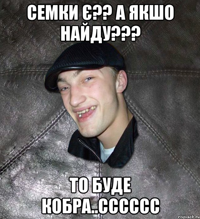 Семки є?? а якшо найду??? то буде кобра..сссссс