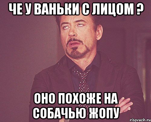 че у ваньки с лицом ? оно похоже на собачью жопу, Мем твое выражение лица