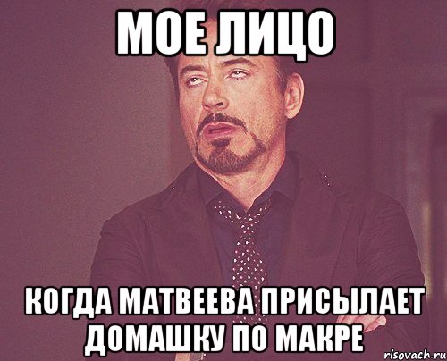 МОЕ ЛИЦО КОГДА МАТВЕЕВА ПРИСЫЛАЕТ ДОМАШКУ ПО МАКРЕ, Мем твое выражение лица