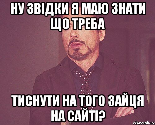 Ну звідки я маю знати що треба тиснути на того зайця на сайті?, Мем твое выражение лица