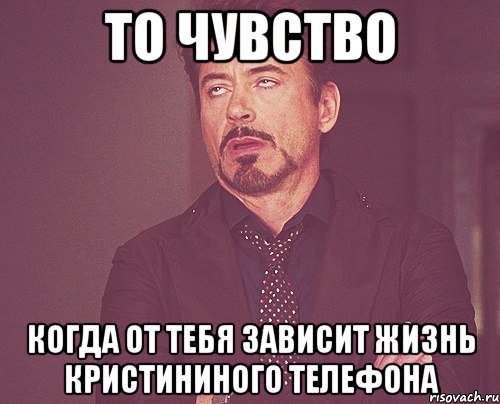 ТО ЧУВСТВО КОГДА ОТ ТЕБЯ ЗАВИСИТ ЖИЗНЬ КРИСТИНИНОГО ТЕЛЕФОНА, Мем твое выражение лица