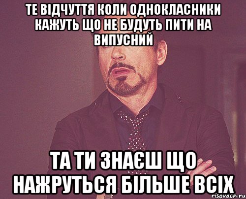 Те відчуття коли однокласники кажуть що не будуть пити на випусний Та ти знаєш що нажруться більше всіх, Мем твое выражение лица