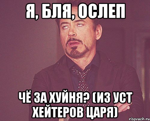 Я, БЛЯ, ОСЛЕП ЧЁ ЗА ХУЙНЯ? (ИЗ УСТ ХЕЙТЕРОВ ЦАРЯ), Мем твое выражение лица