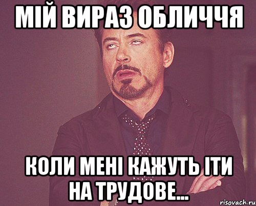 Мій вираз обличчя коли мені кажуть іти на трудове..., Мем твое выражение лица