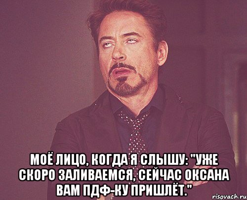  Моё лицо, когда я слышу: "Уже скоро заливаемся, сейчас Оксана вам ПДФ-ку пришлёт.", Мем твое выражение лица