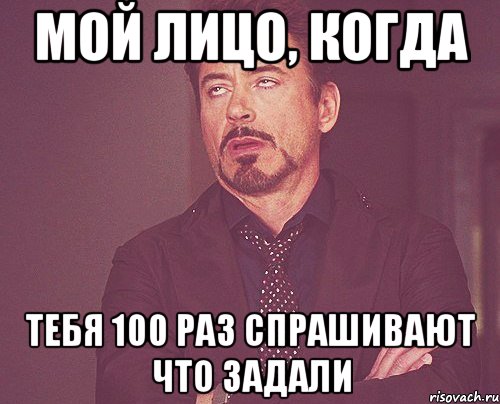 МОЙ ЛИЦО, КОГДА ТЕБЯ 100 РАЗ СПРАШИВАЮТ ЧТО ЗАДАЛИ, Мем твое выражение лица