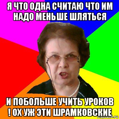 Я что одна считаю что им надо меньше шляться и побольше учить уроков ! Ох уж эти Шрамковские, Мем Типичная училка