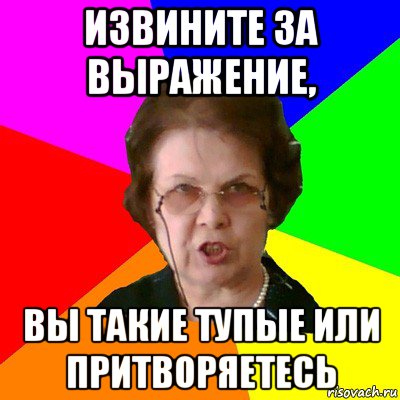 Извините за выражение, Вы такие тупые или притворяетесь, Мем Типичная училка