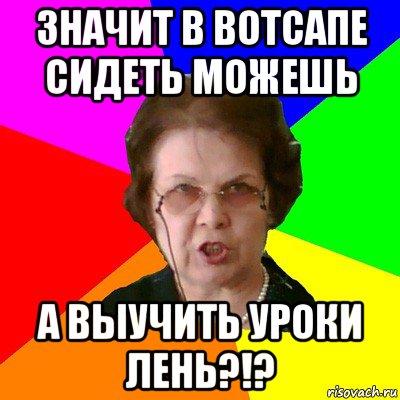 Значит в вотсапе сидеть можешь А выучить уроки лень?!?, Мем Типичная училка