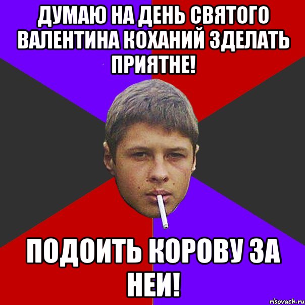 думаю на день святого валентина коханий зделать приятне! подоить корову за неи!
