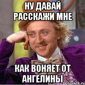 Ну давай расскажи мне Как воняет от ангелины, Мем Ну давай расскажи (Вилли Вонка)