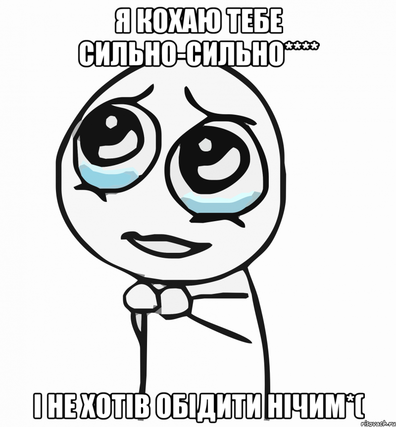 я кохаю тебе сильно-сильно**** і не хотів обідити нічим*(, Мем  ну пожалуйста (please)