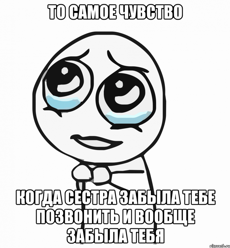 то самое чувство Когда сестра забыла тебе позвонить и вообще забыла тебя, Мем  ну пожалуйста (please)