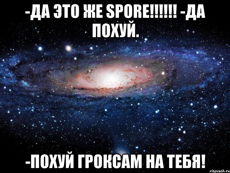 -Да это же SPORE!!!!!! -Да похуй. -Похуй гроксам на тебя!, Мем Вселенная