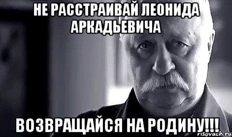 не расстраивай Леонида аркадьевича возвращайся на родину!!!, Мем Не огорчай Леонида Аркадьевича