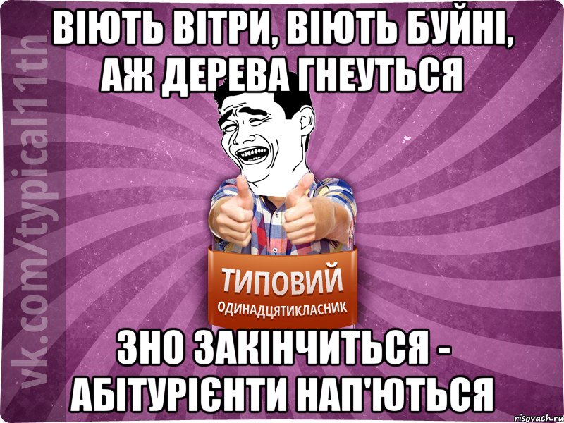 віють вітри, віють буйні, аж дерева гнеуться ЗНО закінчиться - абітурієнти нап'ються