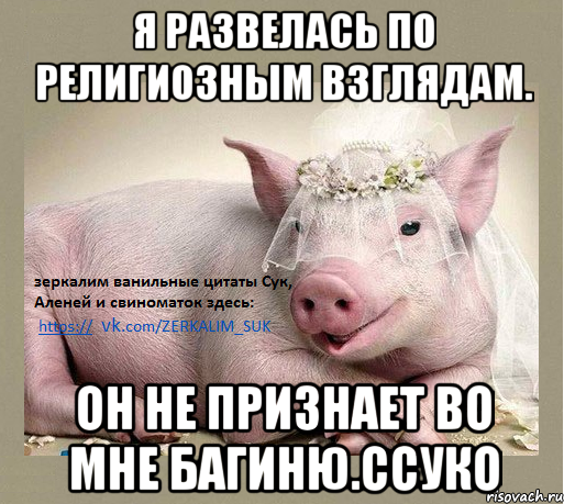 я развелась по религиозным взглядам. он не признает во мне багиню.Ссуко