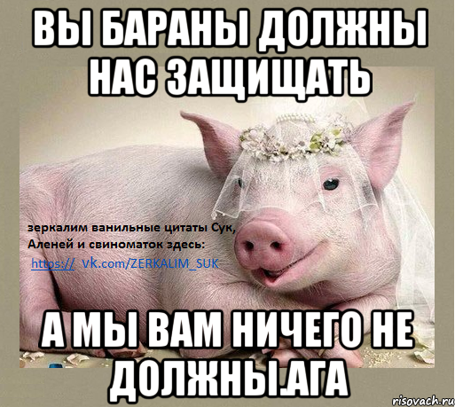 вы бараны должны нас защищать а мы вам ничего не должны.ага