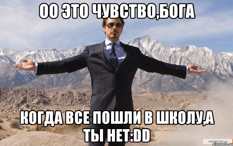 оо это чувство,бога когда все пошли в школу,а ты нет:DD, Мем железный человек