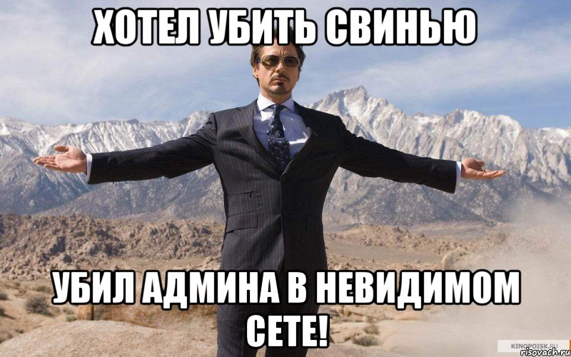 Хотел убить свинью Убил админа в невидимом сете!, Мем железный человек