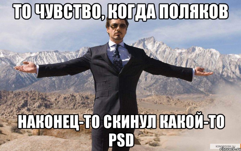 ТО ЧУВСТВО, КОГДА ПОЛЯКОВ НАКОНЕЦ-ТО СКИНУЛ КАКОЙ-ТО PSD, Мем железный человек