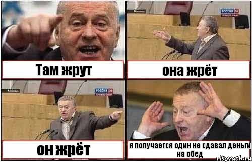 Там жрут она жрёт он жрёт я получается один не сдавал деньги на обед, Комикс жиреновский