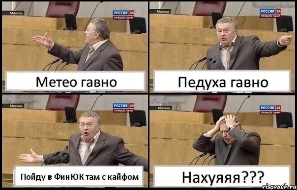 Метео гавно Педуха гавно Пойду в ФинЮК там с кайфом Нахуяяя???, Комикс Жирик в шоке хватается за голову