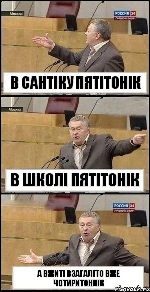 в сантіку пятітонік в школі пятітонік а вжиті взагаліто вже чотиритоннік, Комикс Жириновский разводит руками 3