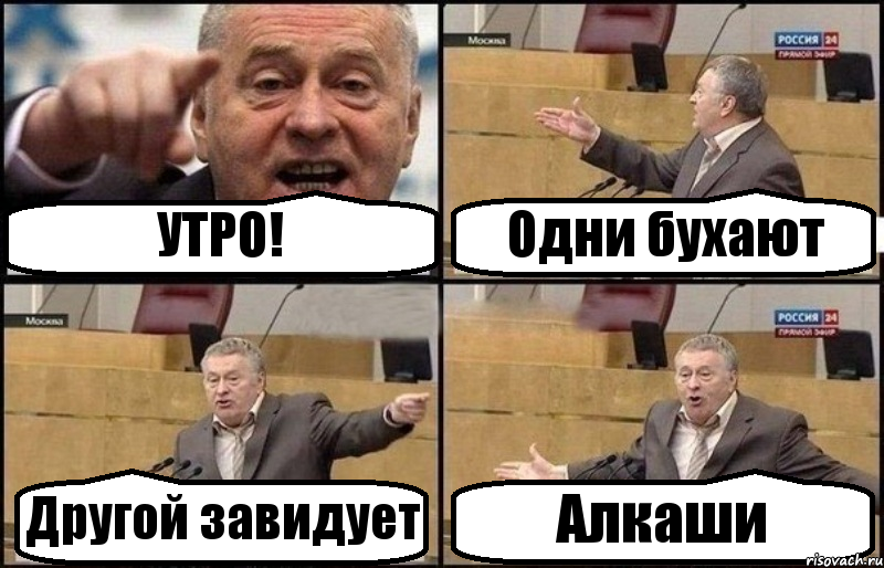 УТРО! Одни бухают Другой завидует Алкаши, Комикс Жириновский