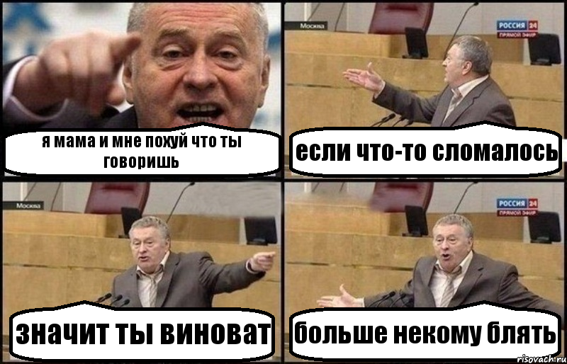 я мама и мне похуй что ты говоришь если что-то сломалось значит ты виноват больше некому блять, Комикс Жириновский