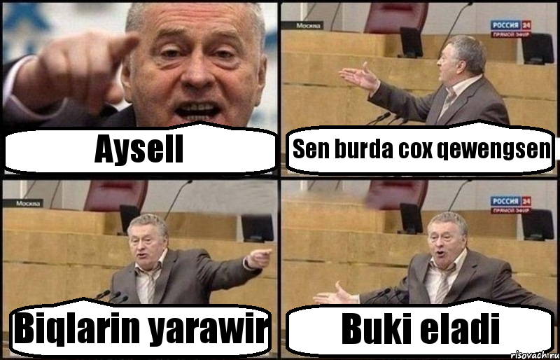 Aysell Sen burda cox qewengsen Biqlarin yarawir Buki eladi, Комикс Жириновский