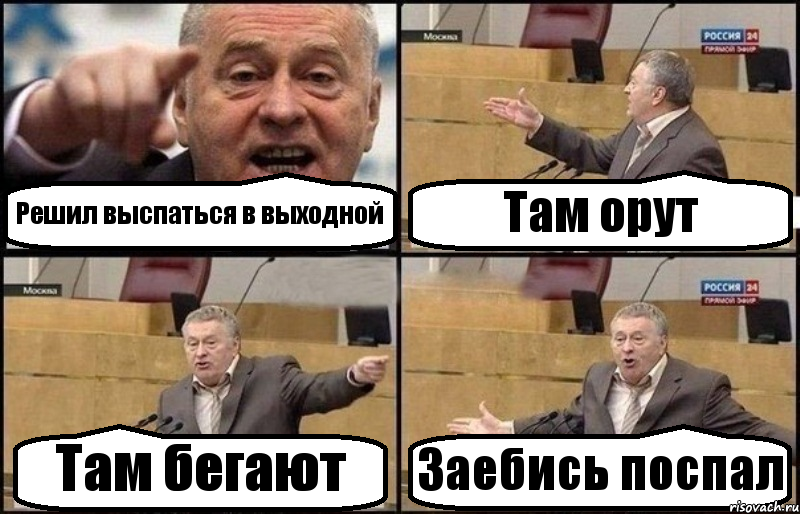 Решил выспаться в выходной Там орут Там бегают Заебись поспал, Комикс Жириновский